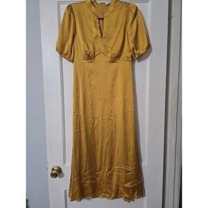 Quiz Womens Satin High Neck Midi Dress Mustard Size 8